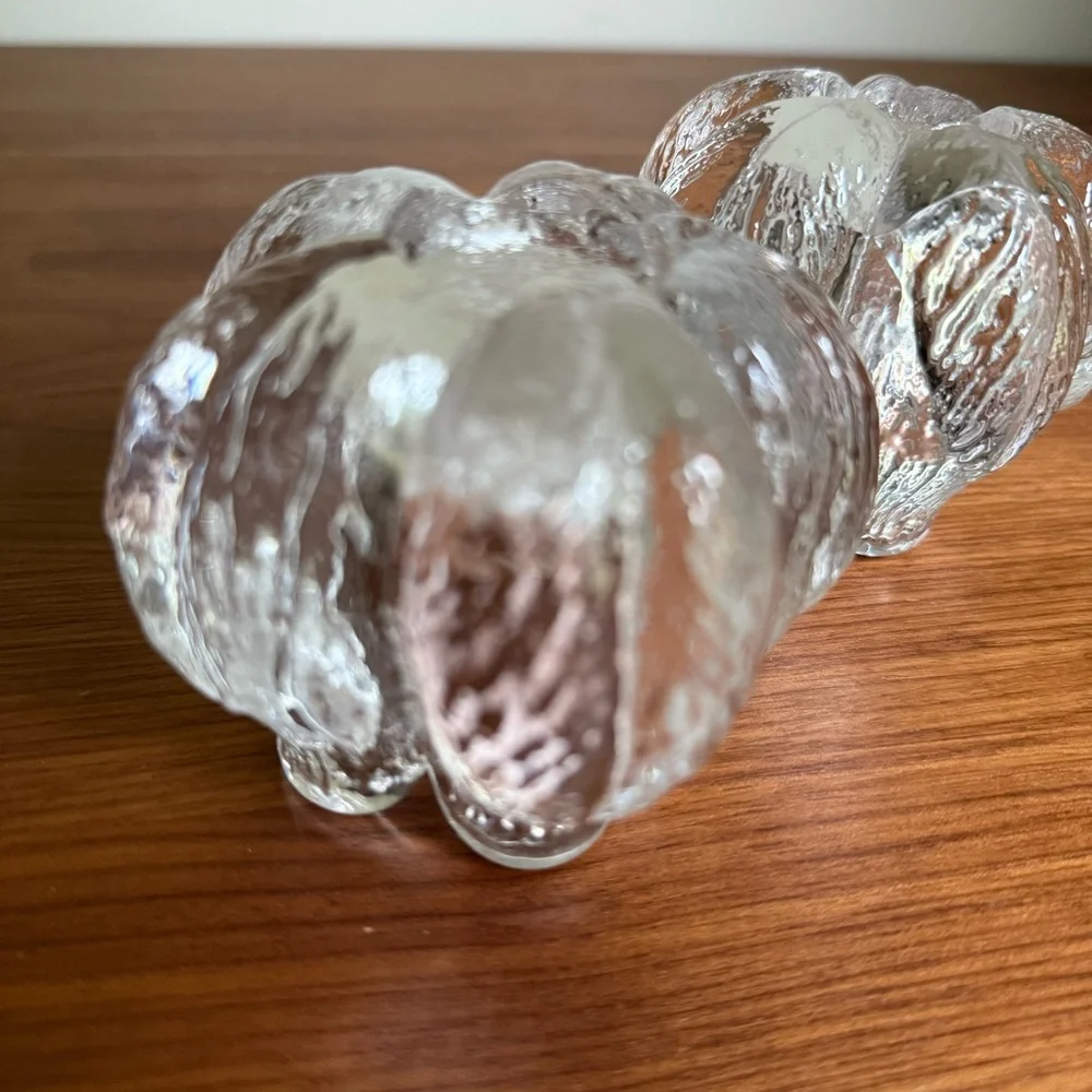 Kosta Boda Pair of Rosebud Crystal Taper Candle Holders